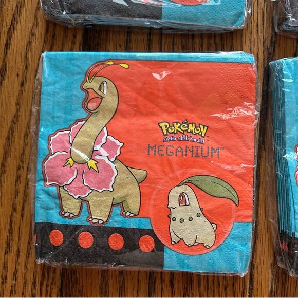 Vintage Pokémon Nintendo Meganium Beverage Party Napkins 2000 4 sealed packages - Picture 2 of 5
